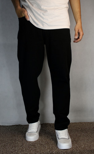 شلوار جین پَر مام فیت مردانه – رنگ مشکی ضمانت رنگ (سایز ۴۲ تا ۵۰)