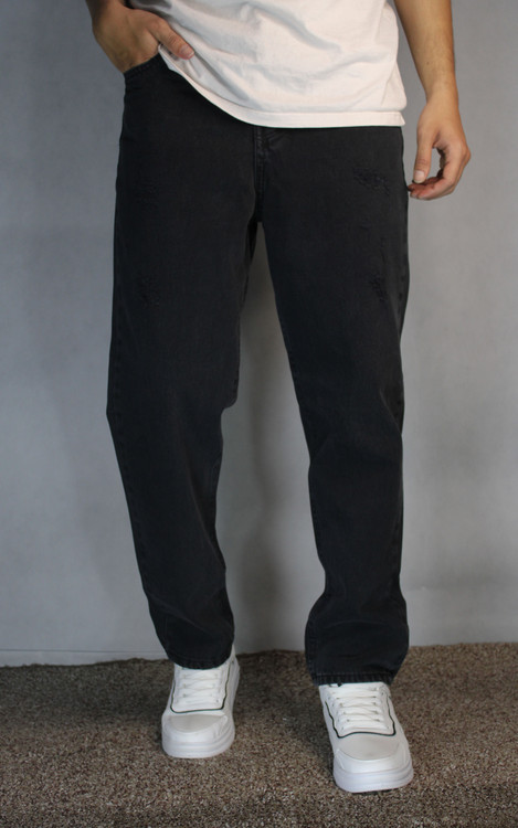 شلوار جین پَر مام فیت مردانه – رنگ ذغالی (سایز ۴۲ تا ۵۰)