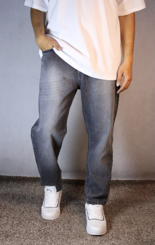 شلوار جین پَر مام فیت مردانه – رنگ دودی سنگشور (سایز ۴۲ تا ۵۰)