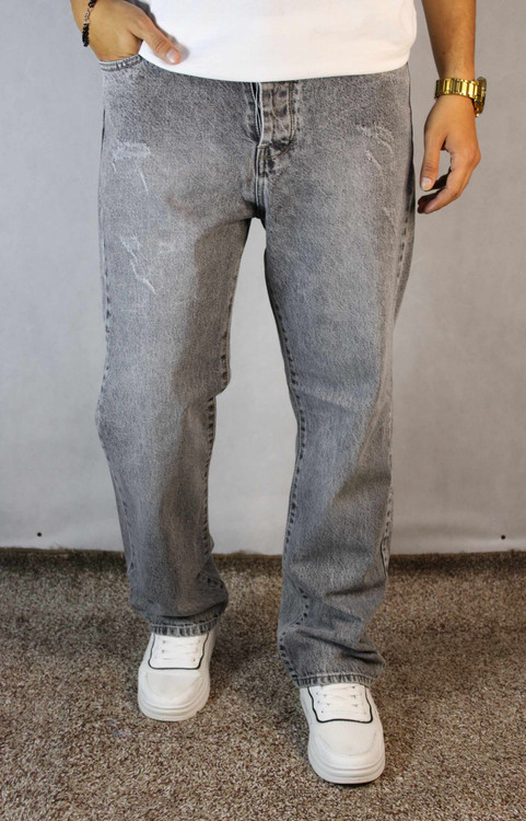 شلوار جین پَر نیمبگ مردانه – رنگ طوسی (سایز ۳۲ تا ۳۸)