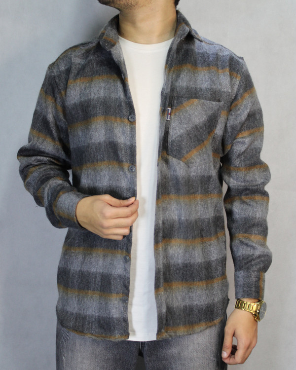 پیراهن پشمی چهارخونه مردانه اورسایز – تکرنگ (XL تا 4XL)