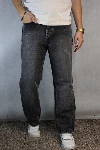 شلوارجین نیم بگ مردانه _ رنگ ذغالی (۳۲ تا ۳۸)