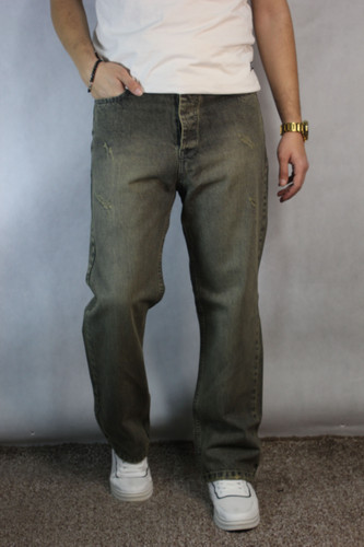 شلوارجین نیم بگ مردانه _ رنگ جین سبز سنگشور (۳۲ تا ۳۸)