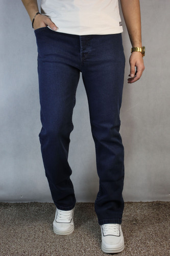 شلوار جین راسته مردانه رنگ آبی سورمه ای (42 تا ۵۲)