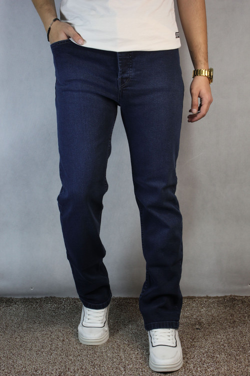 شلوار جین راسته مردانه رنگ آبی سورمه ای (42 تا ۵۲)