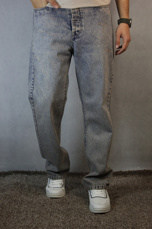 شلوارجین نیم بگ مردانه _ آبی سنگشور (۳۲ تا ۳۸)