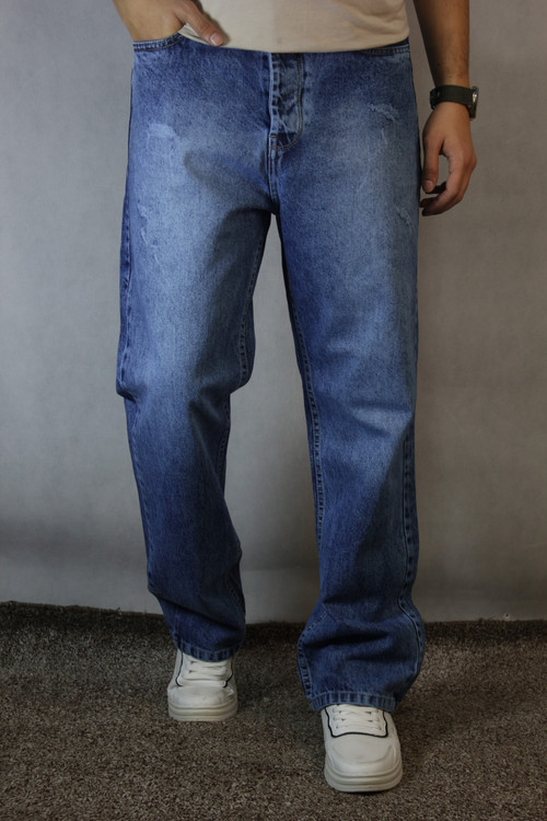 شلوارجین نیم بگ مردانه _ آبی (۳۲ تا ۳۸)