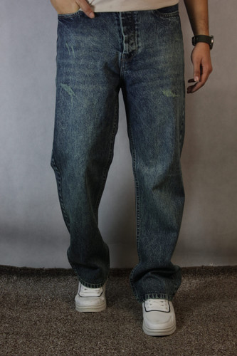 شلوارجین نیم بگ مردانه _ سنگشور سبز (۳۲ تا ۳۸)