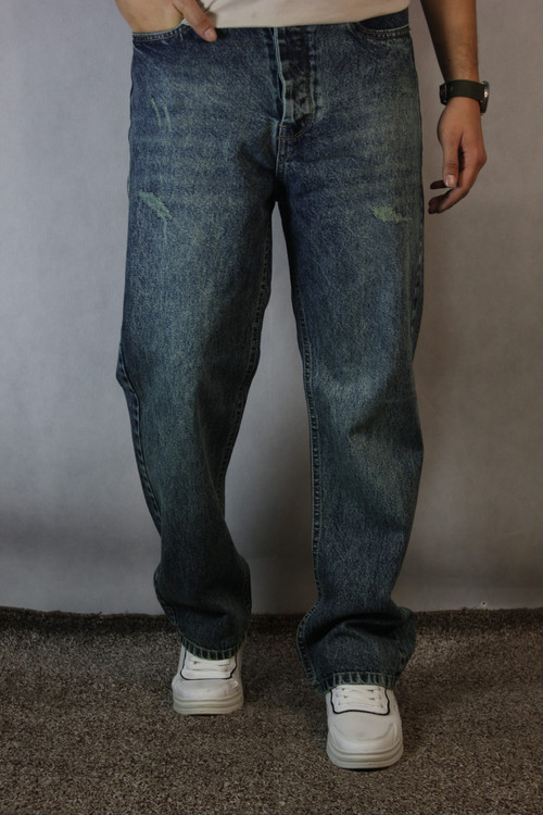 شلوارجین نیم بگ مردانه _ سنگشور سبز (۳۲ تا ۳۸)